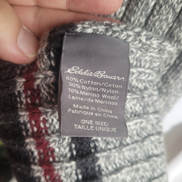 Eddie Bauer Mens Grey Wool Blend Knit Scarf - Picture 3 of 4